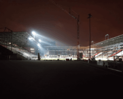 Bau der Nordkurve 2015, Blick ins Millerntor Bau der Nordkurve 2015, Blick ins Millerntor